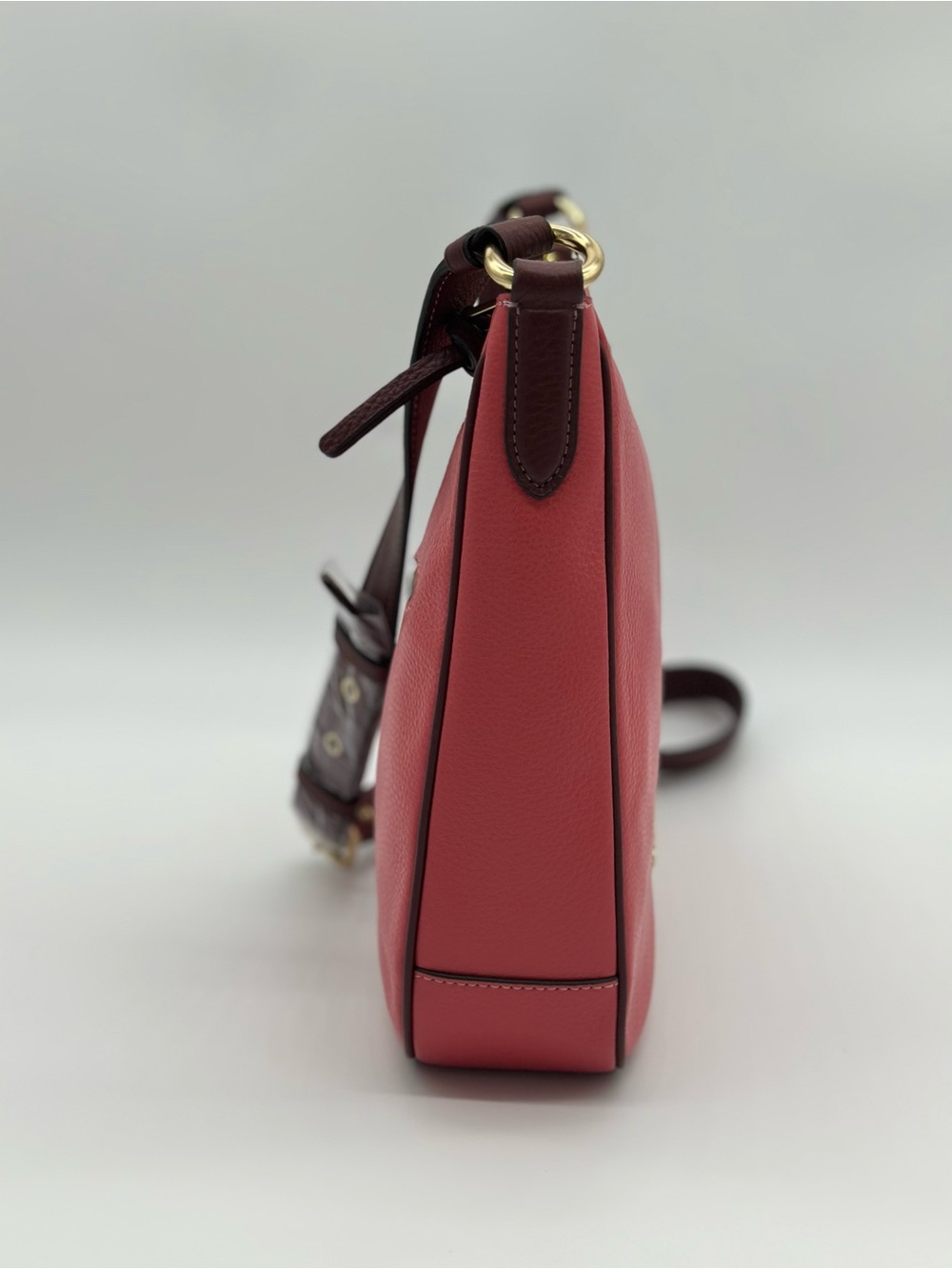 Coach Pebbled Leather Crossbody in Coral Red with Gold Hardware - Picture 3 of 11